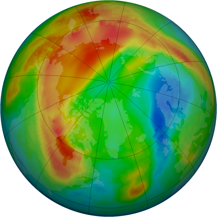 Arctic ozone map for 24 January 1992